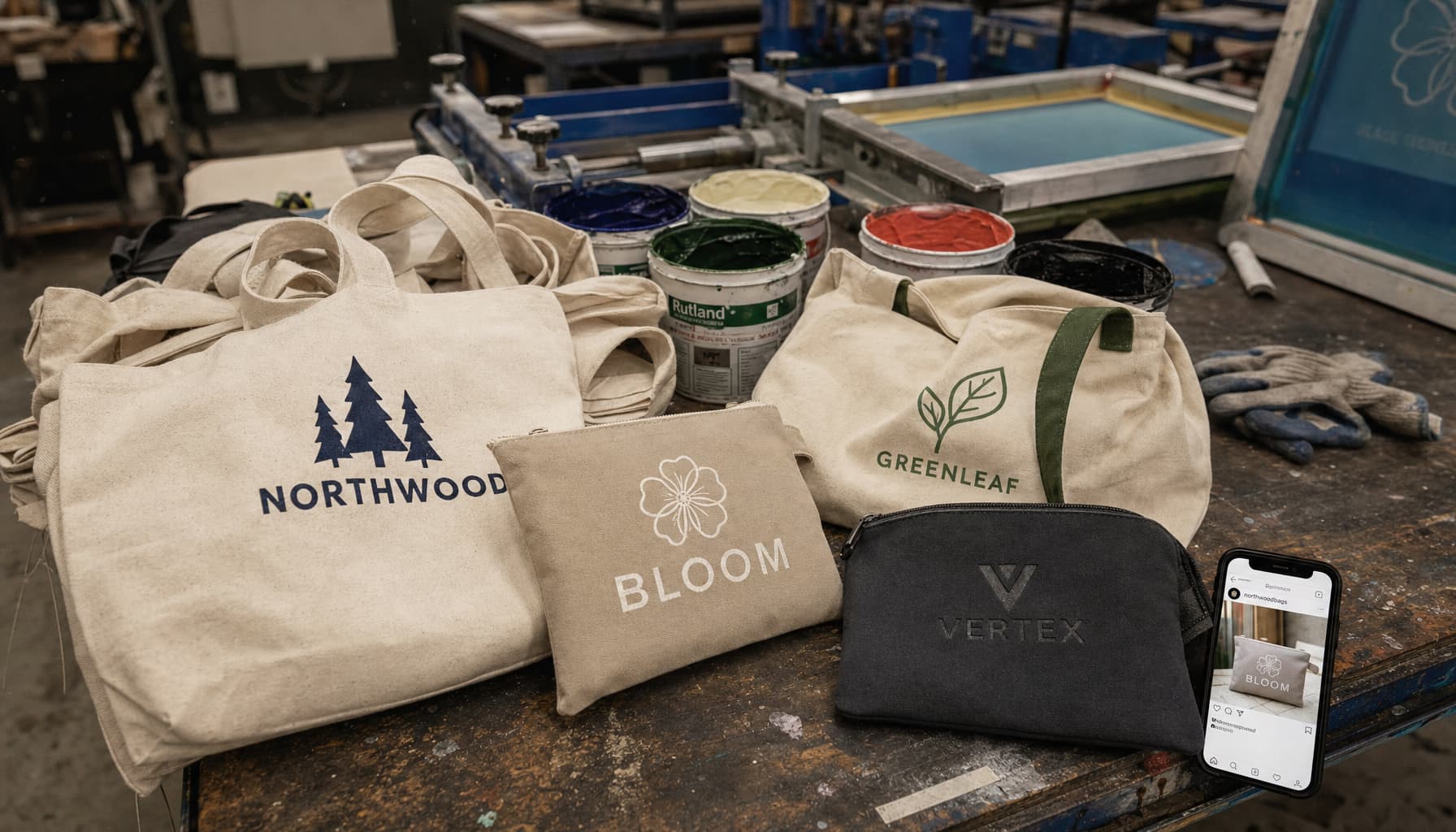 Custom printed canvas bags in our factory